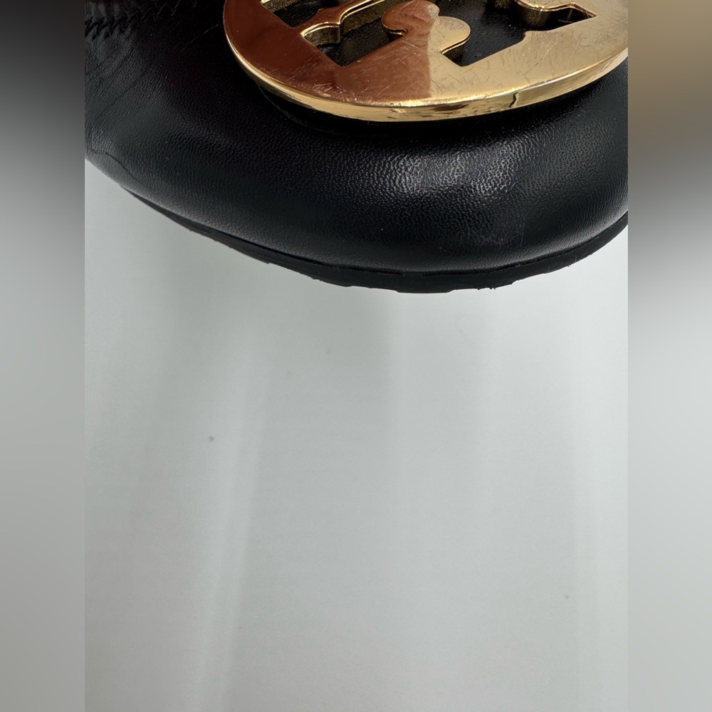 Tory Burch Black Flats with Gold Emblem - Picture 13 of 13